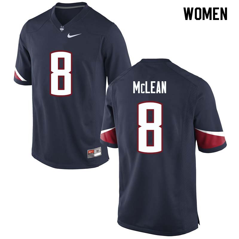 Women #8 Aaron McLean Uconn Huskies College Football Jerseys Sale-Navy